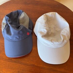 Apana & Columbia sports hats with pony slot. Blue and light gray. NWOT